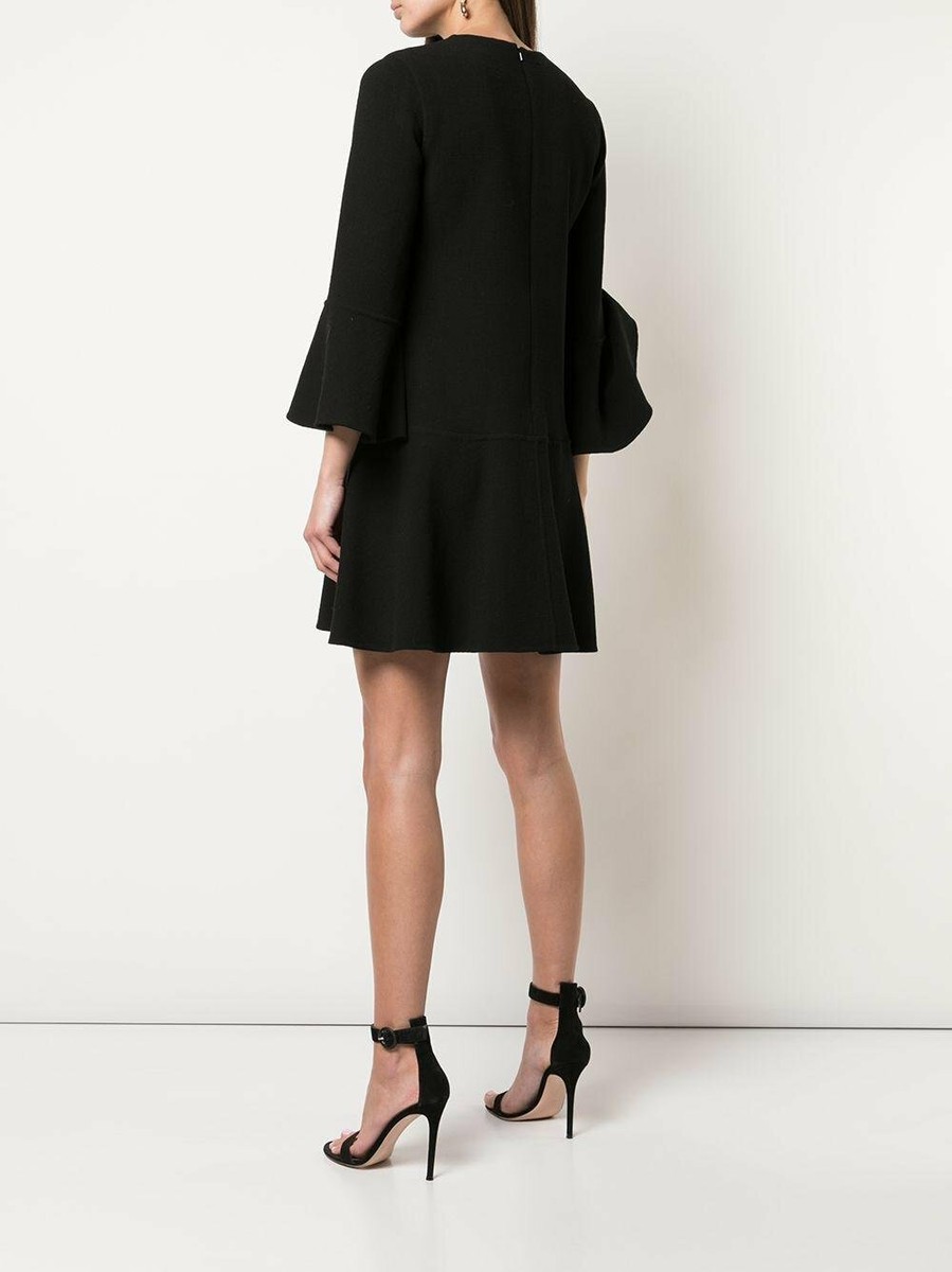 $2890 NEW Oscar de la Renta Applique Flouncy Shift 3 D Flowers Black Dress  2 4 6 | eBay