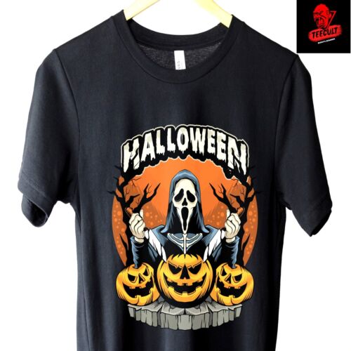 Ghostface "Happy Halloween" Scream Horror Movie Cartoon Unisex T-Shirt S-3XL 🎃 - Picture 1 of 8