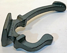 HD Cast Iron Coat Hat 5" Long /Tall Double Wall Hook Black Antique Style NEW