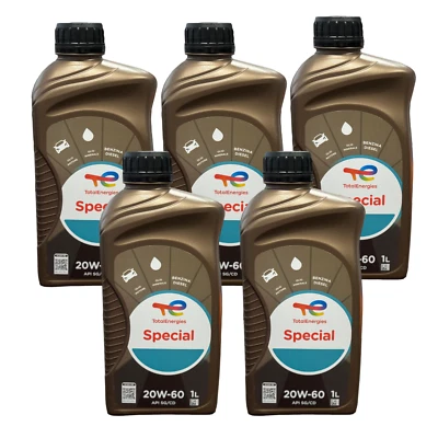 Kit 5 Litri Total Special 20W60 Olio Motore Minerale Benzina Diesel Per consumo
