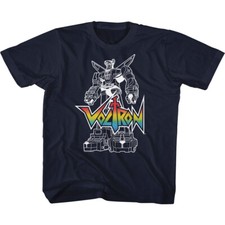 Voltron Cartoon Voltron Sketch With Logo Youth T Shirt 2T-YXL