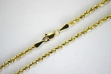 Authentic 18k Solid Yellow Gold Rope Chain 2mm/16"~30"