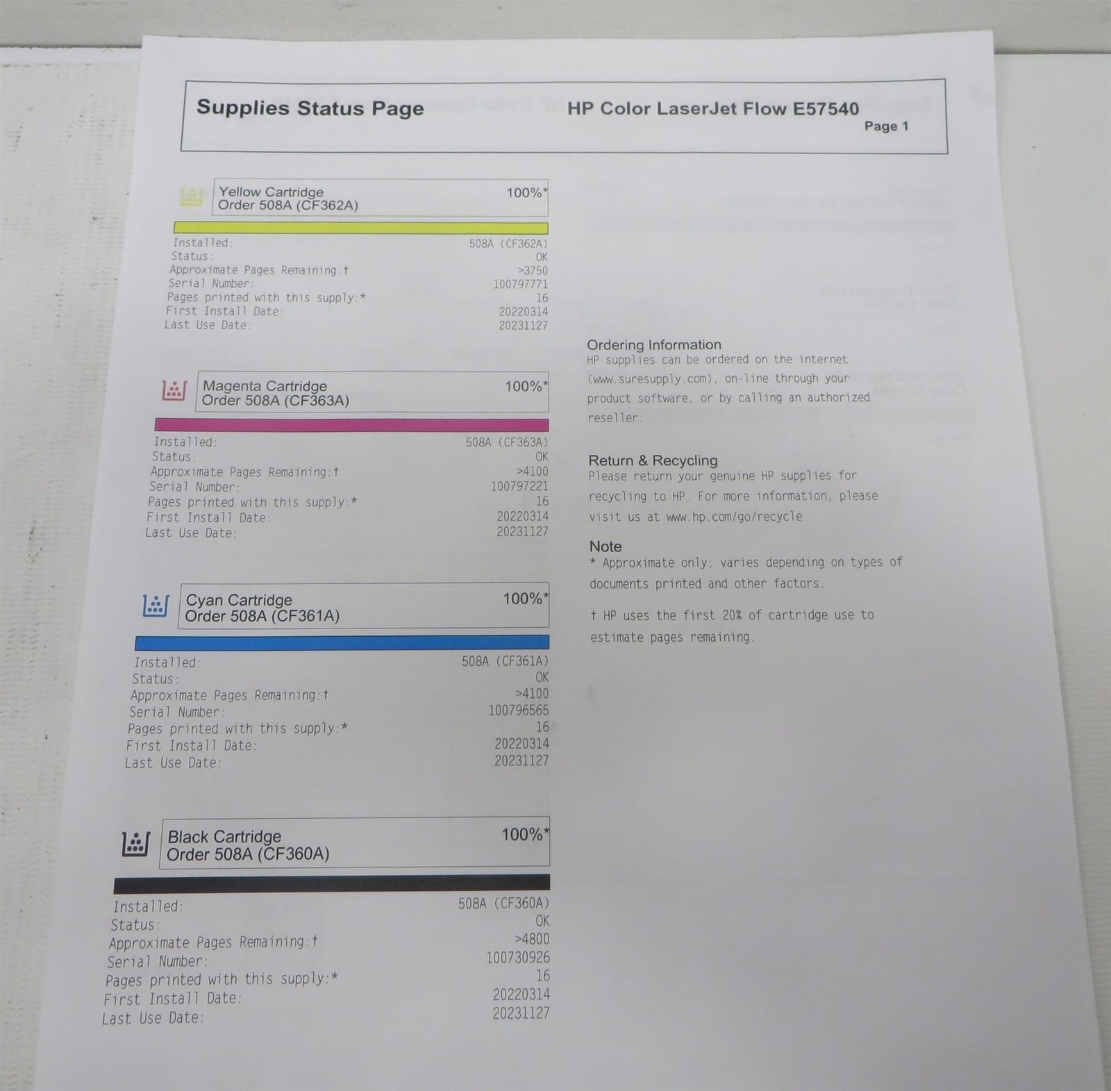 HP Color LaserJet Managed Flow MFP E57540 Workgroup Printer Usage Hp color laserjet managed flow mfp e57540 workgroup printer usage
