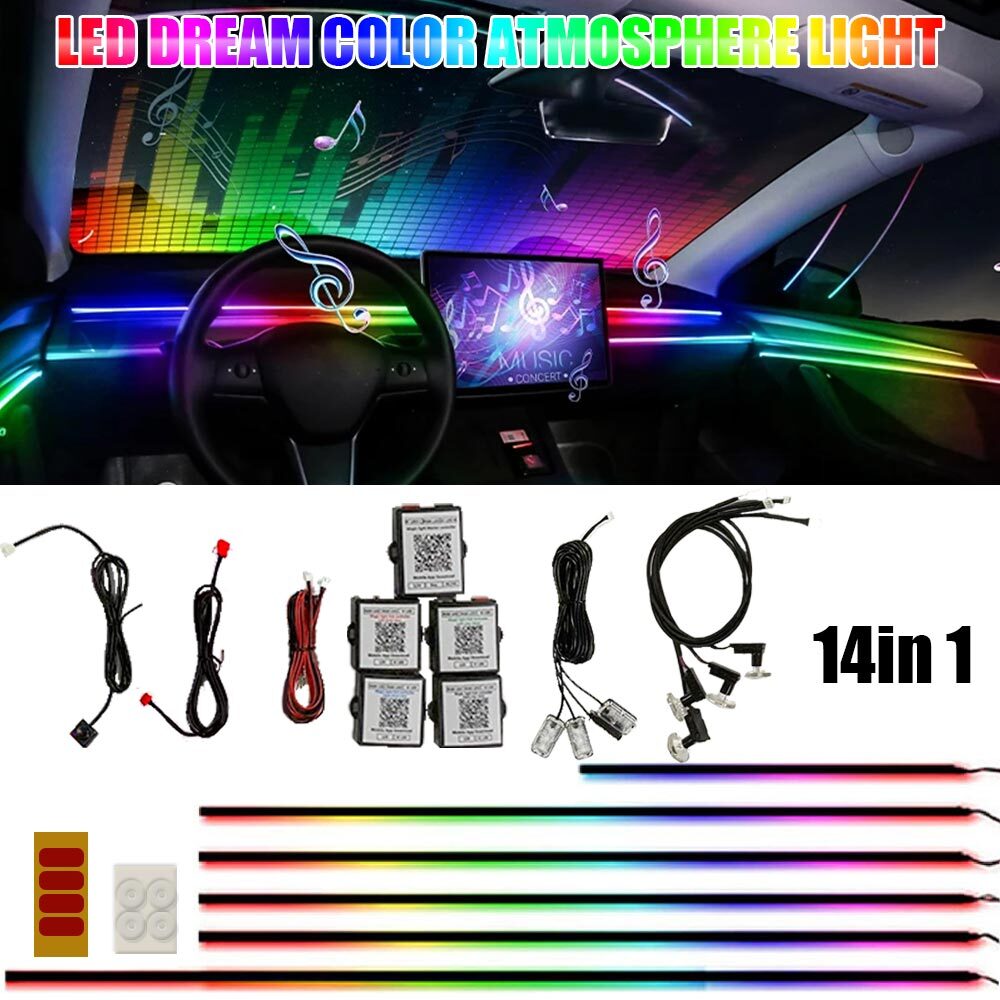 14 in 1 Full Color Symphony Car Atmosphere Interior Fiber Optic Ambient Light
