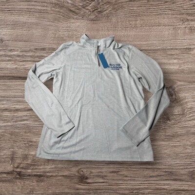 NWT Roche Harbor Maine Gray 1/4 Zip Pullover Long Sleeve Shirt L