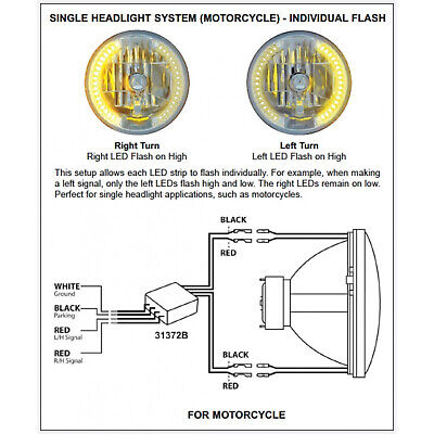 Motorcycle LED Headlight Drl Halo Light Bulb & Turn Signal Relay Control  Module | eBay  Turn Signal Led Headlight Bulb Wiring Diagram    eBay