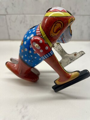 Vintage Wind Up Tin Toys Looping Monkey  (no box) Works Great!