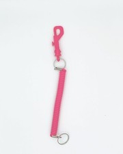 Heavy Duty Retractable Spring Coil Spiral Keychain Keyring PINK
