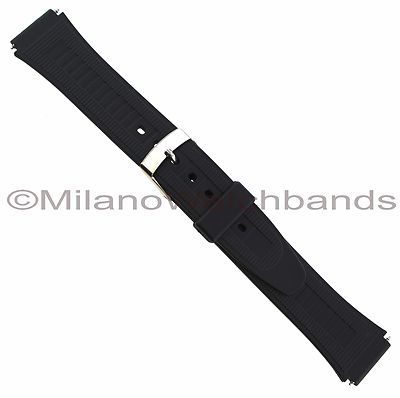 16mm Flex-On Black Rubber Sport Strap Waterproof Watch Band BUY 1 GET 2 FREE