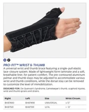 Bell-Horn DJO Pro-Fit Wrist & Thumb Brace - Universal - Injured Wrists & Thumbs 