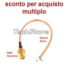 Cavo RF coassiale RG316 50ohm 20cm  connettore SMA Femmina e lato a saldare FCS0