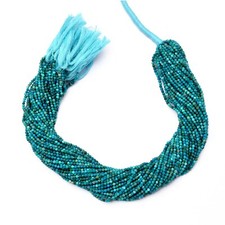 AAA Natural Chrysocolla Gemstone 2mm-3mm Micro Faceted Round Beads 13" Strand