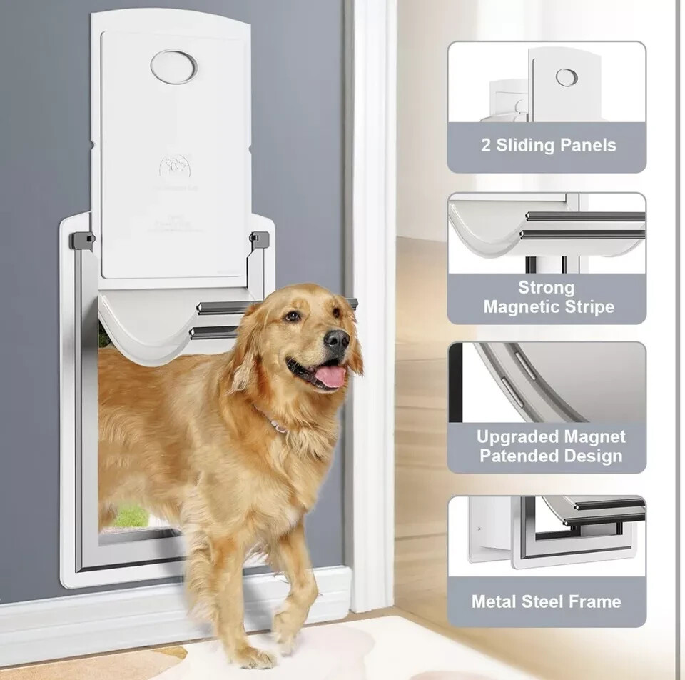 Dog Door Secure For Exterior Doors - Aluminum Frame, Magnetic... Dog Doors