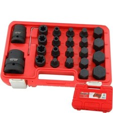Neilsen 24pc 1/2" 3/4" 1" Metric Star Sockets Spline Hex Bit Impact Socket Set 