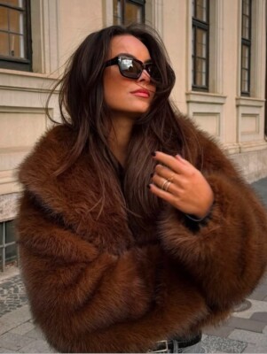 【ZARA】S●#フェイクファーショートコート● ブラウン | 6318/021 FAUX FUR SHORT COAT - Brown | ZARA United States