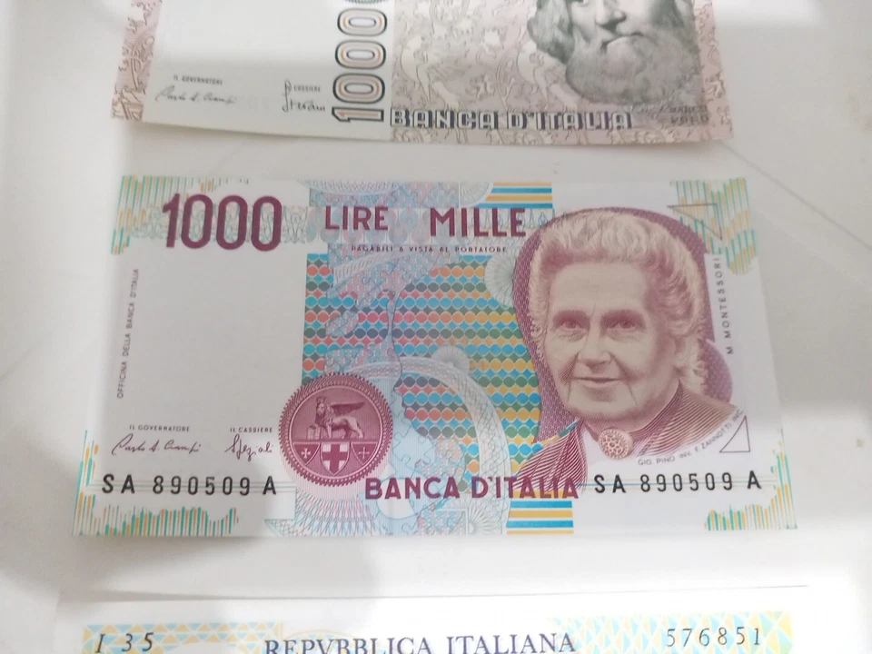 Lotto Banconote 4pz Fds Lira 2000 GALILEO 1000 GIUSEPPE VERDI 500 Mercurio - Bild 3 von 4