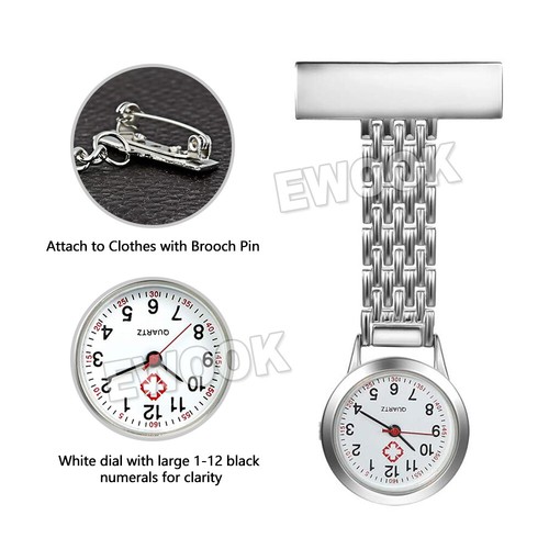 Ladies Heart Nurse Watch Metal Nursing Nurses Pendant Pocket Fob Brooch Quart A - Picture 4 of 15