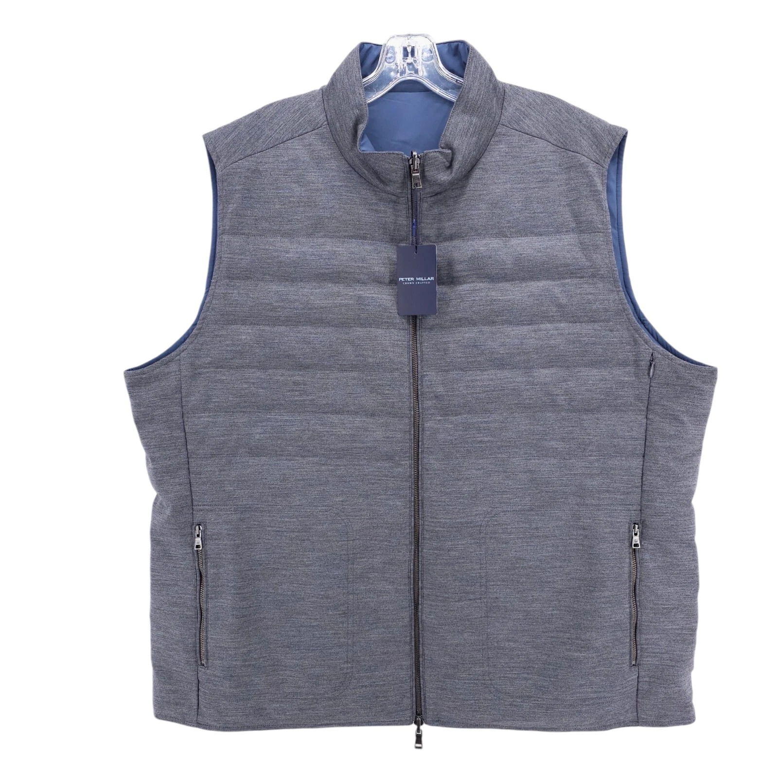 NWT PETER MILLAR Excursionist Flex Reversible Knit Vest Blue Gray Insulated XXL