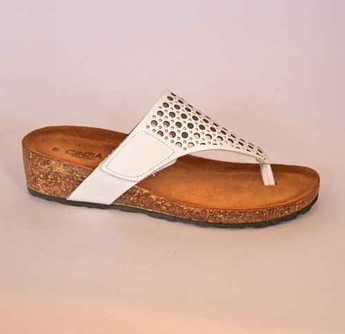 CINZIA SOFT Italia ciabatta sandalo infradito pelle velcro PB985C138 bianco  | eBay