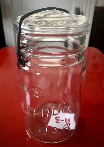 Atlas Whole Fruit Jar Hazel Atlas Glass Top Canning Jar Quart A-3 - Picture 4 of 15