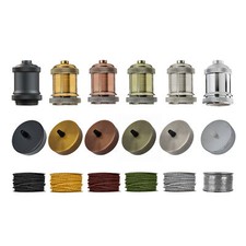 Baldachin Vintage Leuchte Stoff Kabel Pendelleuchte Halter mit & Montagehalter