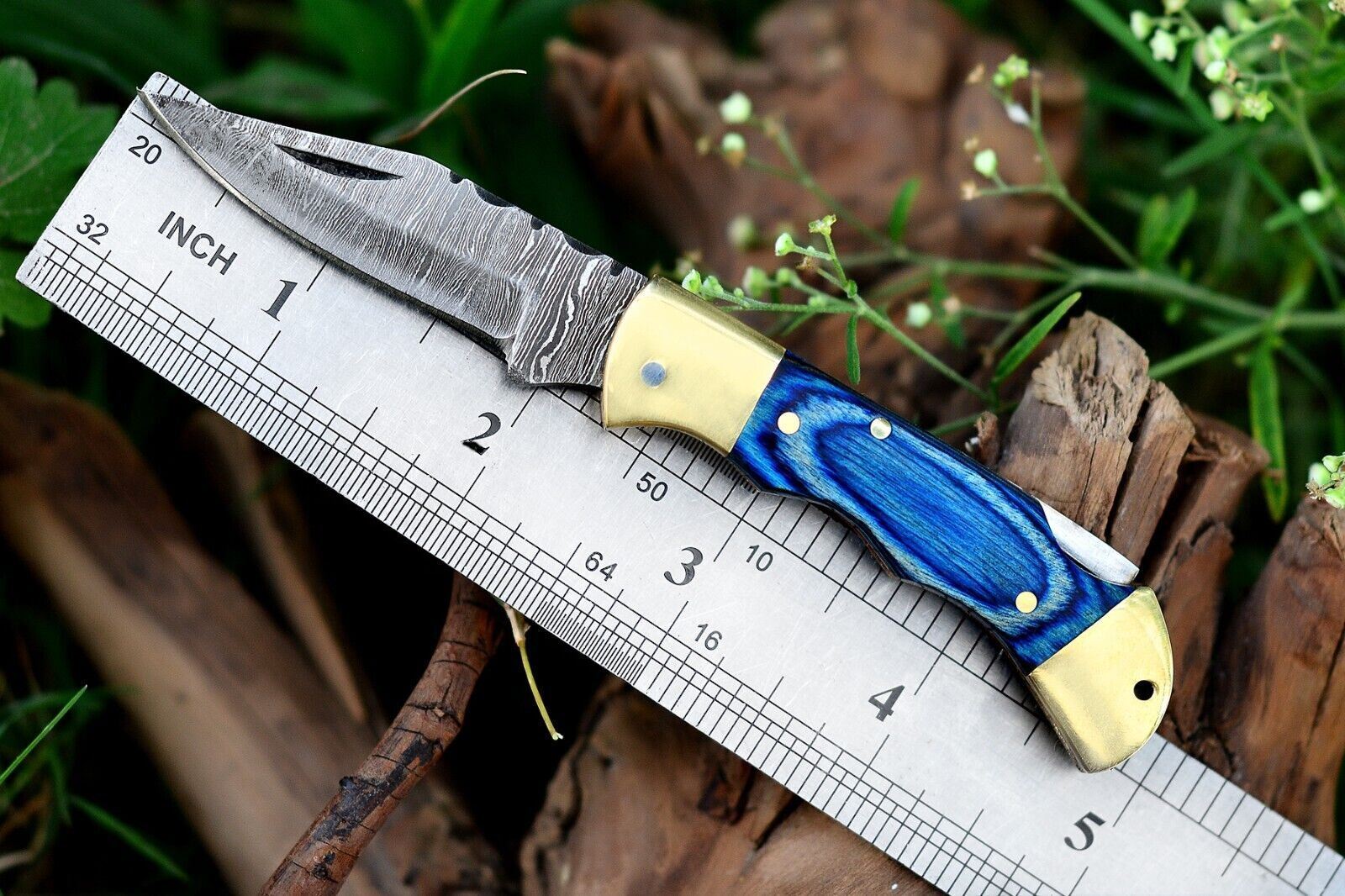 SHARDBLADE CUSTOM HANDMADE DAMSCUS STEEL CAMPING FOLDING POCKET KNIFE W