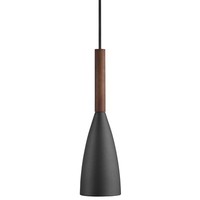 Nordlux Pendelleuchte Pure Schwarz Metall Wallnussholz Pendel E27 HäNgeleuchte