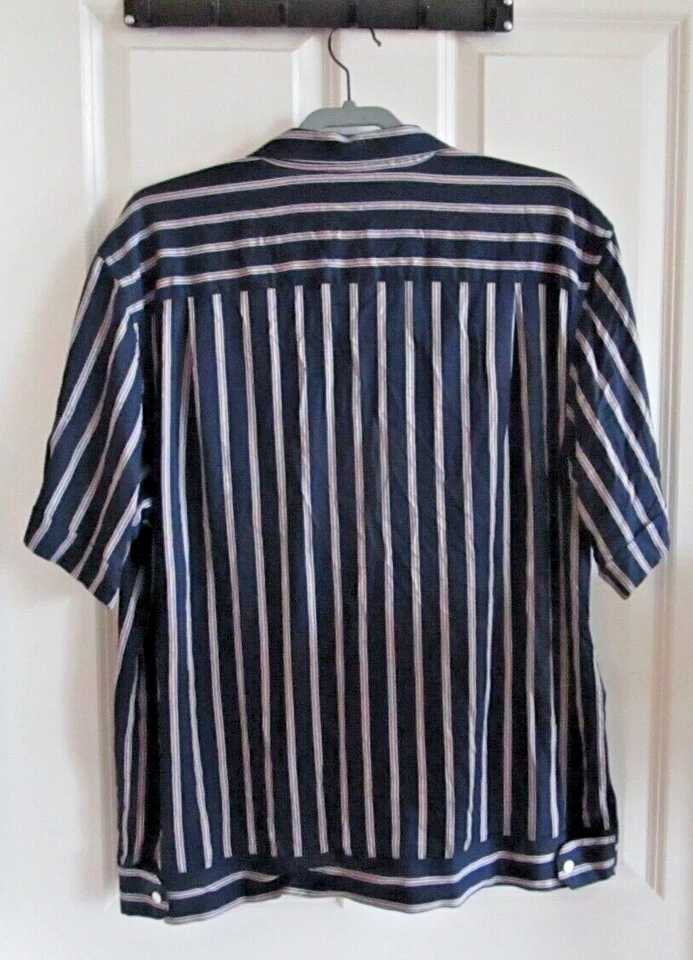 Camisa de hombre Murano Palm Springs ajustada XL manga corta negra dorada a rayas nueva con etiquetas Foto 2 de 4