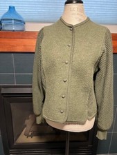 GEIGER Tyrol Womens Green Button Up Boiled Wool Cardigan AUS Sz 40 US Sz 10