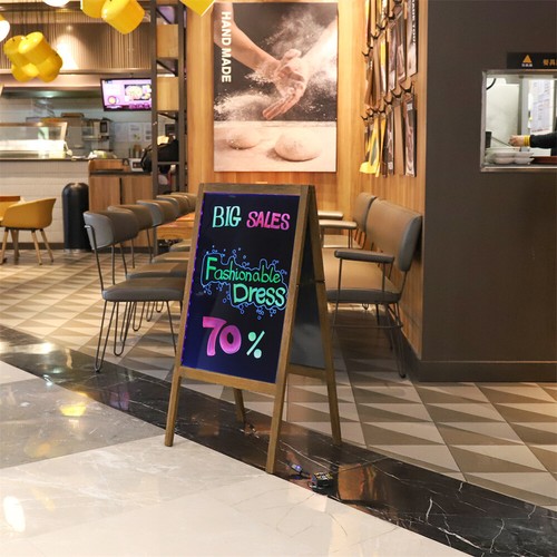 Large LED Magnetic Chalkboard Sandwich Board Restaurant Store Business Menu Sign - Picture 3 of 12