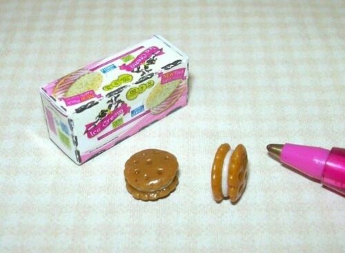 Miniature Ice Cream Sandwiches Box w/ 2 Loose I.C. Sandwiches: DOLLHOUSE 1:12