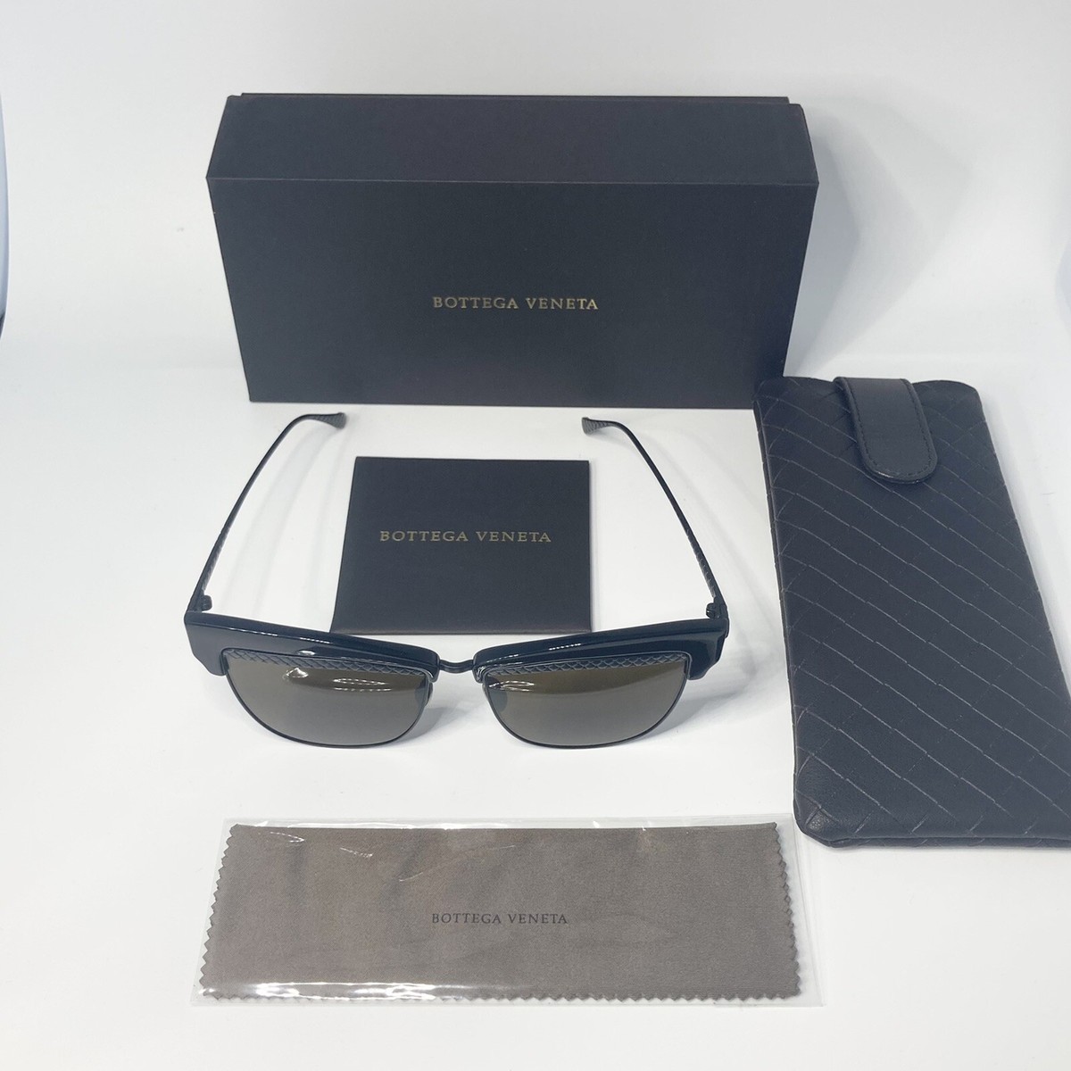 New Bottega Veneta Cat Eye Sunglasses Black 56MM BV0075S 002 