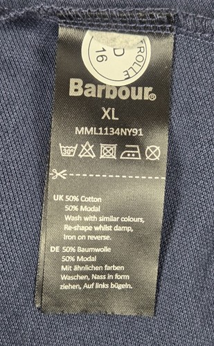 Barbour Shirt Men's XL Essential Long Sleeve Knit Pocket Polo Navy Modal/Cotton - Picture 13 of 13