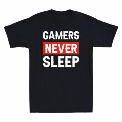 Gamer Never Sleep Shirt Funny Game Lovers Gift Men's Cotton Short Sleeve T-Shirt