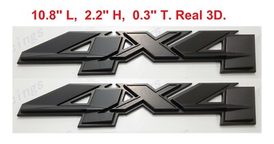 2PCS Matte Black 3D 4x4 Bed Rear Emblems Badges Decal Fit Silverado GMC Sierra