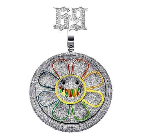 K18WG 1.50ct flower diamond pendant necklace - Auth free shipping