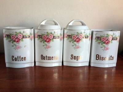 Arzberg Antique Kitchen Canisters 4 Set Bavarian Porcelain China