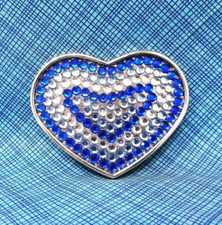 Love Heart Dress Belt Buckle Crystal Design Blue White Fun Festive Vintage .A77