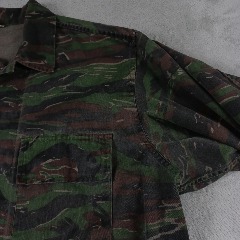 Chaqueta Militar de EE. UU. Para Hombres Grande Tigre Rayas Bolsillos Abotonados Abrigo 4 Bolsillos Foto 3 de 4