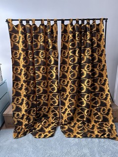 2er Set Vorhänge / Schlaufenschals – Animal Print Gelb/Gold & Braun Edel 130x245