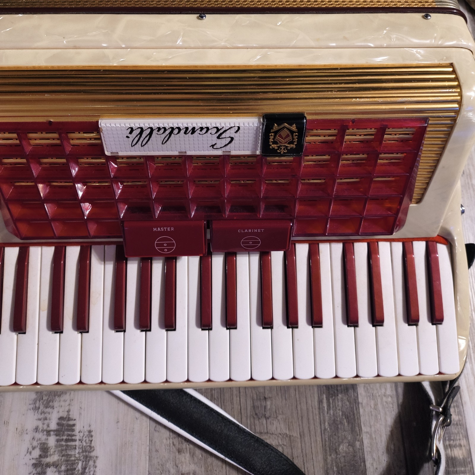 Scandalli Vintage Italian Accordian Great Shape With  Beautiful Red Velvet Case