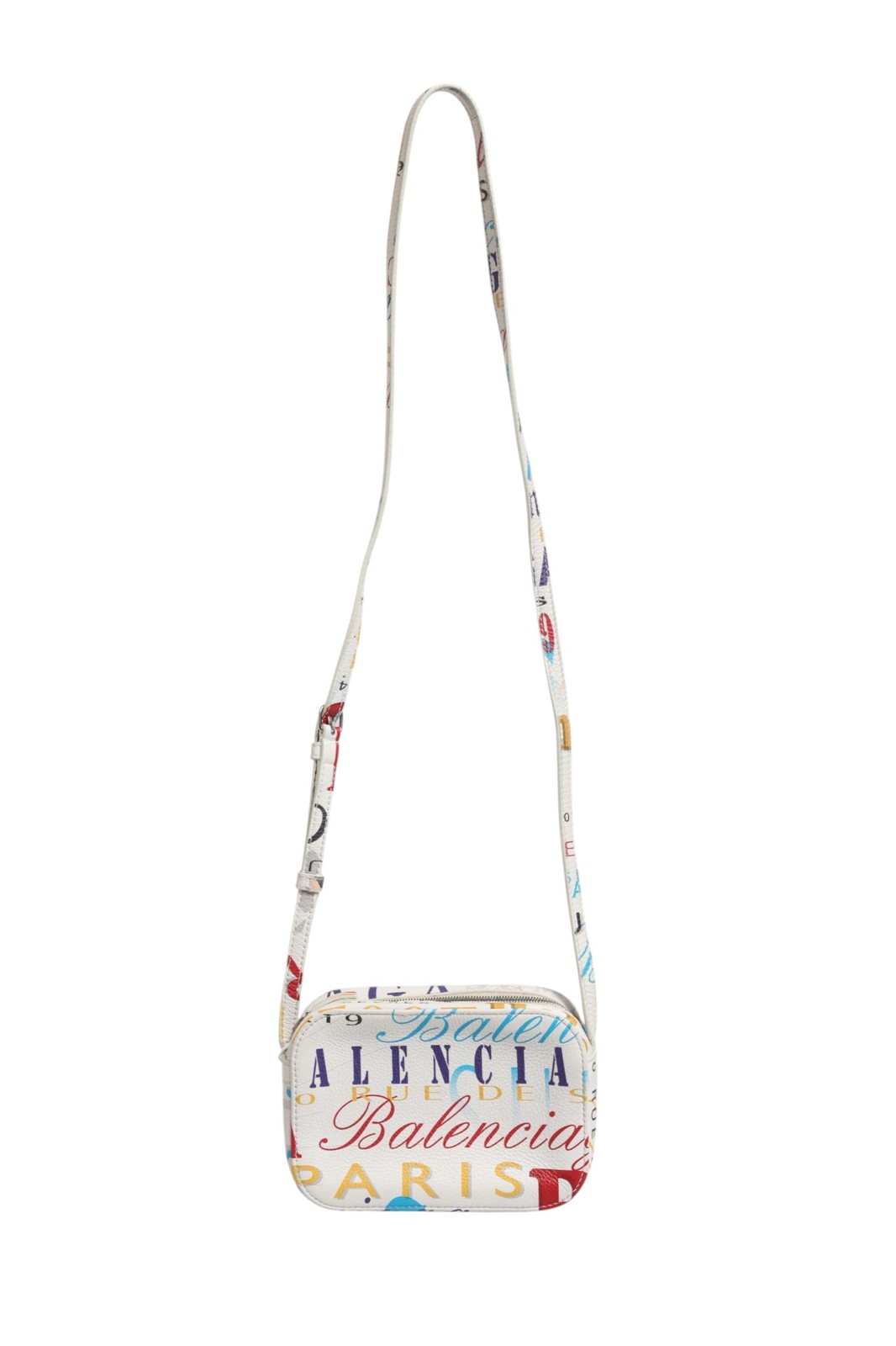Balenciaga White Graffiti Print Leather Mini City Women's Handbag