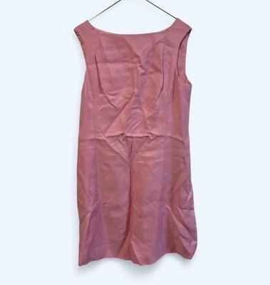 Vintage Pink Sleeveless Sheath Dress Boat Neck Knee Length Back Zip Solid - Image 1 of 4