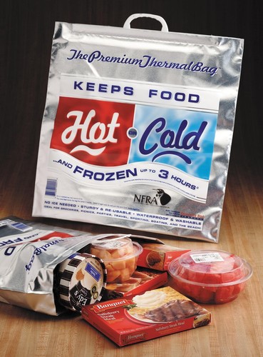| Insulated Thermal Cooler, Grocery Size, Red/Blue - Picture 2 of 2