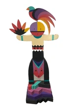 Walt Hambly signed Painted Wood Kachina Doll 25" Southwest Folk ART DISPLAY 3D