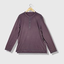 John Varvatos Henley Men XL Maroon Long Sleeve T-Shirt Casual Grunge Everyday