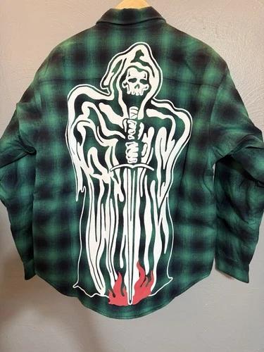 Warren Lotas Reaper w/ Sword Quilted Flannel Green-Men’s S Brand New SOLD OUT DS - product listing photo