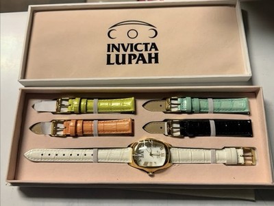 Womens INVICTA Lupah Limited Edition Gold Watch Set 5 Interchangeable Bands Box