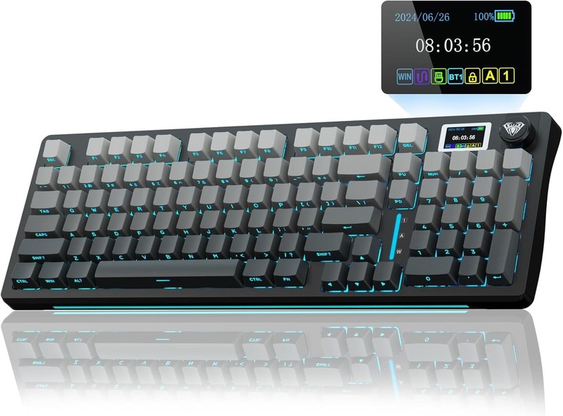AULA S98 PRO Mechanical Gaming Wireless RGB Keyboard - LCD Screen - Black - New