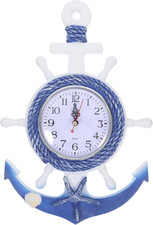 Mediterranean Style Digital Wall Clock Anchor Boat Wheel Coastal Decor